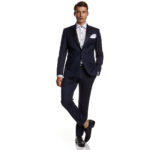 Κοστούμι Γάμου με Μυτερό Πέτο και Μικροσχέδιο σε Μπλε Χρώμα 10856 και Slim Fit Εφαρμογή Bizzaro BZ2211154/856RM_2