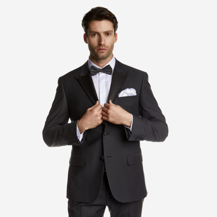 Κοστούμι Γάμου με Γιλέκο και Μυτερό Πέτο σε Μαύρο Χρώμα 10856 και Slim Fit Εφαρμογή Bizzaro BZ2121337/10856R_2 - Image 2