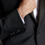 Κοστούμι Γάμου με Γιλέκο και Μυτερό Πέτο σε Μαύρο Χρώμα 10856 και Slim Fit Εφαρμογή Bizzaro BZ2121337/10856R_2 - Image 4