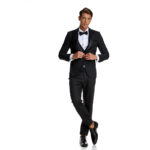 Κοστούμι Γάμου με Γιλέκο και Μυτερό Πέτο σε Μαύρο Χρώμα 20856 και Slim Fit Bizzaro BZ2211603/20856G_1 - Image 2