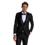 Κοστούμι Γάμου με Γιλέκο και Μυτερό Πέτο σε Μαύρο Χρώμα 20856 και Slim Fit Bizzaro BZ2211603/20856G_1 - Image 4