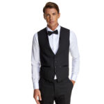 Κοστούμι Γάμου με Γιλέκο και Μυτερό Πέτο σε Μαύρο Χρώμα 20856 και Slim Fit Bizzaro BZ2211603/20856G_1 - Image 8