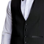 Κοστούμι Γάμου με Γιλέκο και Μυτερό Πέτο σε Μαύρο Χρώμα 20856 και Slim Fit Bizzaro BZ2211603/20856G_1 - Image 3