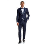 Κοστούμι Γάμου με Σταυρωτό Γιλέκο σε Μπλε Χρώμα 20856 και Slim Fit Bizzaro BZ2211604/20856G_1