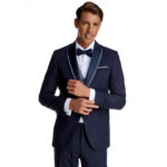 Κοστούμι Γάμου με Σταυρωτό Γιλέκο σε Μπλε Χρώμα 20856 και Slim Fit Bizzaro BZ2211604/20856G_1 - Image 3