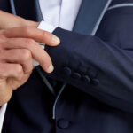 Κοστούμι Γάμου με Σταυρωτό Γιλέκο σε Μπλε Χρώμα 20856 και Slim Fit Bizzaro BZ2211604/20856G_1 - Image 4