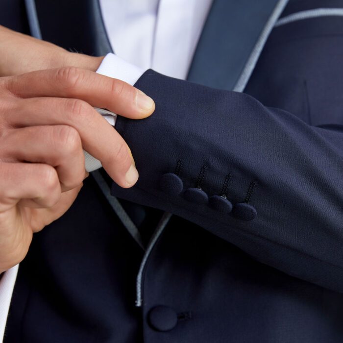 Κοστούμι Γάμου με Σταυρωτό Γιλέκο σε Μπλε Χρώμα 20856 και Slim Fit Bizzaro BZ2211604/20856G_1 - Image 4