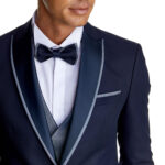 Κοστούμι Γάμου με Σταυρωτό Γιλέκο σε Μπλε Χρώμα 20856 και Slim Fit Bizzaro BZ2211604/20856G_1 - Image 5