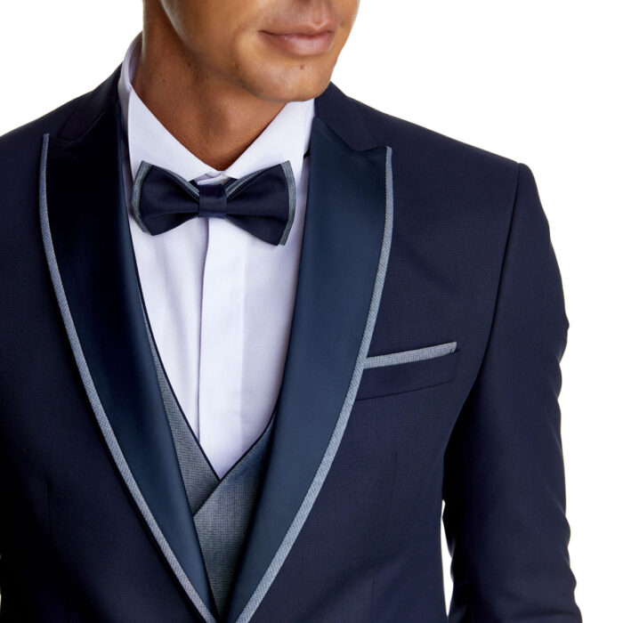Κοστούμι Γάμου με Σταυρωτό Γιλέκο σε Μπλε Χρώμα 20856 και Slim Fit Bizzaro BZ2211604/20856G_1 - Image 5