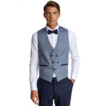 Κοστούμι Γάμου με Σταυρωτό Γιλέκο σε Μπλε Χρώμα 20856 και Slim Fit Bizzaro BZ2211604/20856G_1 - Image 7