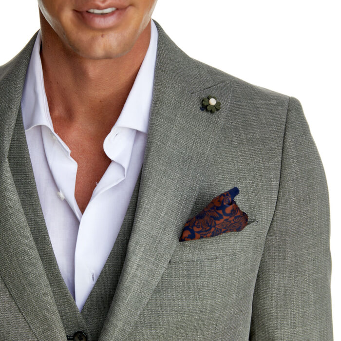 Ανδρικό Κοστούμι με Γιλέκο Διπλής Όψης, Slim Fit σε Λαδί Χρώμα Bizzaro BZ2211600/20856G_1 - Image 4