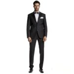 Κοστούμι Γάμου με Γιλέκο και Μυτερό Πέτο σε Μαύρο Χρώμα 10856 και Slim Fit Εφαρμογή Bizzaro BZ2121337/10856R_2
