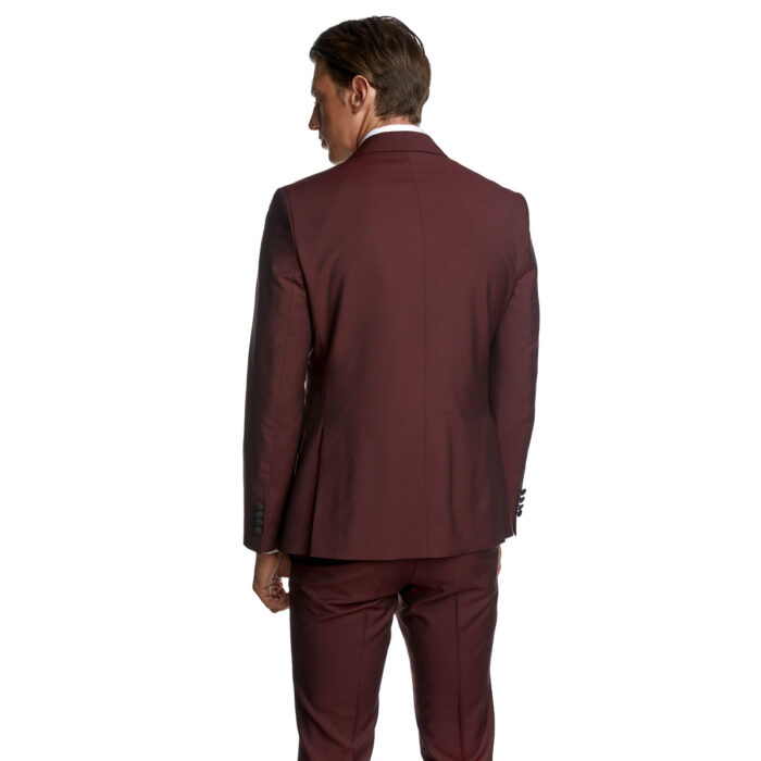 Κοστούμι  Γάμου Δίκουμπο με Μυτερό Πέτο σε Μπορντό Χρώμα 956R-081 και Slim Fit Εφαρμογή Bizzaro BZ0220510979_5502 - Image 5