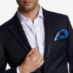 Κοστούμι Γάμου Δίκουμπο με Αποσπώμενο Πέτο σε Navy Blue Χρώμα, GROOM και Slim Fit, Bizzaro BZ2121341/GROOM_45 - Image 4