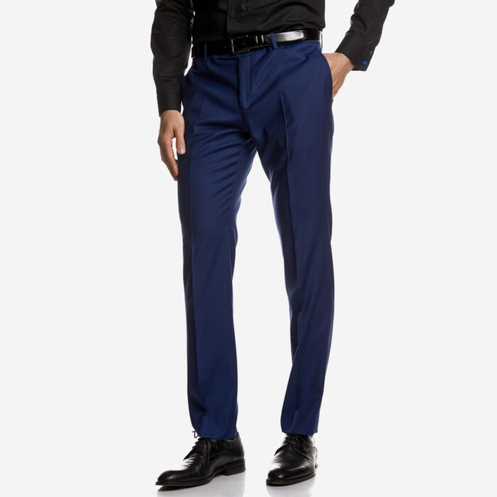 Ολόμαλλο Κοστούμι Γάμου Σμόκιν σε Μπλε Χρώμα και Slim Fit Εφαρμογή Bizzaro BZ2211142/859_37 - Image 4