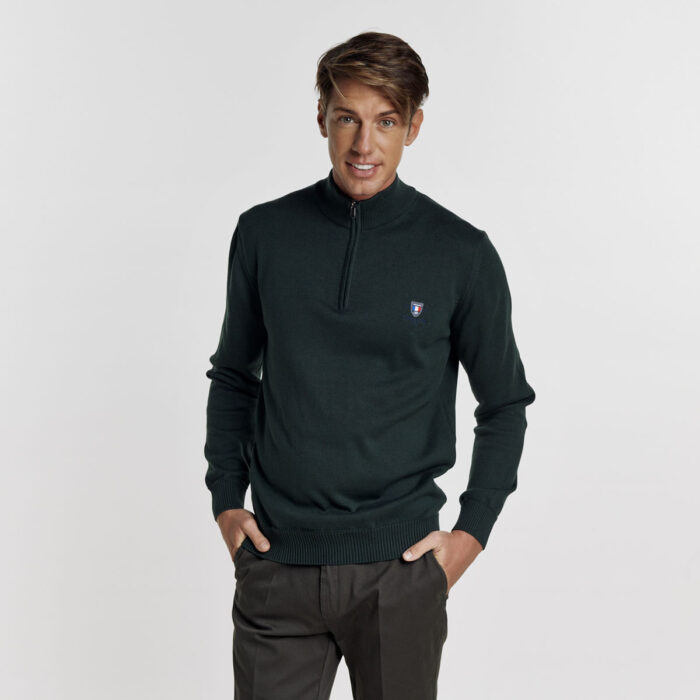 Πλεκτή Guy Laroche Βαμβακερή Μπλούζα με Φερμουάρ και Αγκώνες σε Πράσινο Χρώμα με Slim Fit Γραμμή GL2229202_19 - Image 6