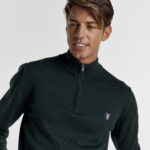 Πλεκτή Guy Laroche Βαμβακερή Μπλούζα με Φερμουάρ και Αγκώνες σε Πράσινο Χρώμα με Slim Fit Γραμμή GL2229202_19 - Image 3