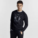 Ανδρική BZR Βαμβακερή Φούτερ Μπλούζα σε Regular Γραμμή και Μαύρο Χρώμα BZ2129116CR_1