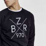 Ανδρική BZR Βαμβακερή Φούτερ Μπλούζα σε Regular Γραμμή και Μαύρο Χρώμα BZ2129116CR_1 - Image 5