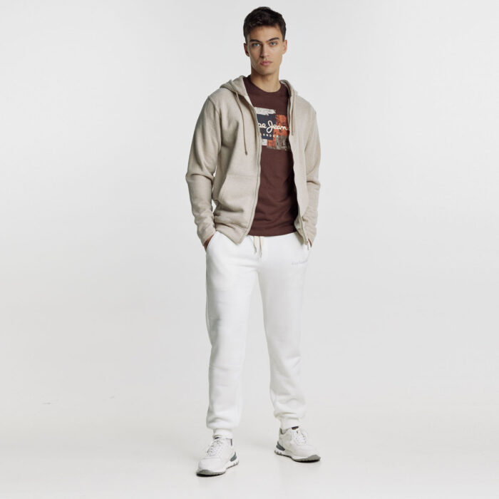 Ανδρική BZR Βαμβακερή Ζακέτα Hoody σε Regular Γραμμή και Μπέζ Χρώμα BZ2129120Z_11 - Image 7