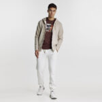 Ανδρική BZR Βαμβακερή Ζακέτα Hoody σε Regular Γραμμή και Μπέζ Χρώμα BZ2129120Z_11 - Image 6