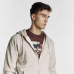 Ανδρική BZR Βαμβακερή Ζακέτα Hoody σε Regular Γραμμή και Μπέζ Χρώμα BZ2129120Z_11 - Image 4