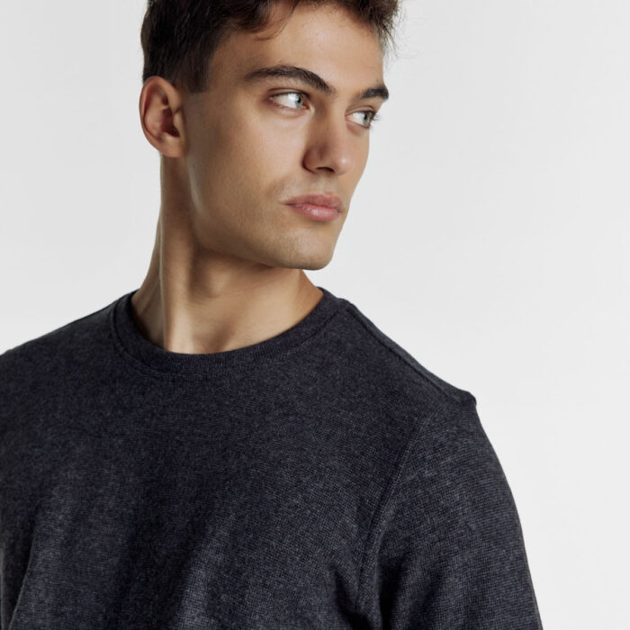 Ανδρικό BZR Μακρυμάνικο T-Shirt σε Regular Γραμμή και Σκούρο Γκρί Χρώμα BZ2229871_9 - Image 5