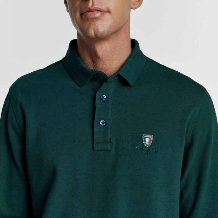 Βαμβακερή Guy Laroche Μπλούζα Πόλο σε Κυπαρισσί Χρώμα με Regular Fit GL2229902_19 - Image 3